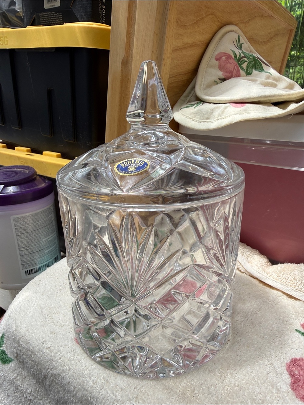 Bohemia Clear Cut Lead Crystal Candy Jar with Lid